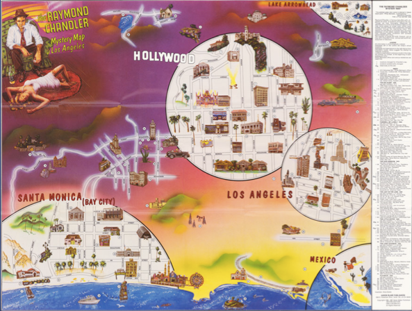 Vintage Raymond Chandler Mystery Map